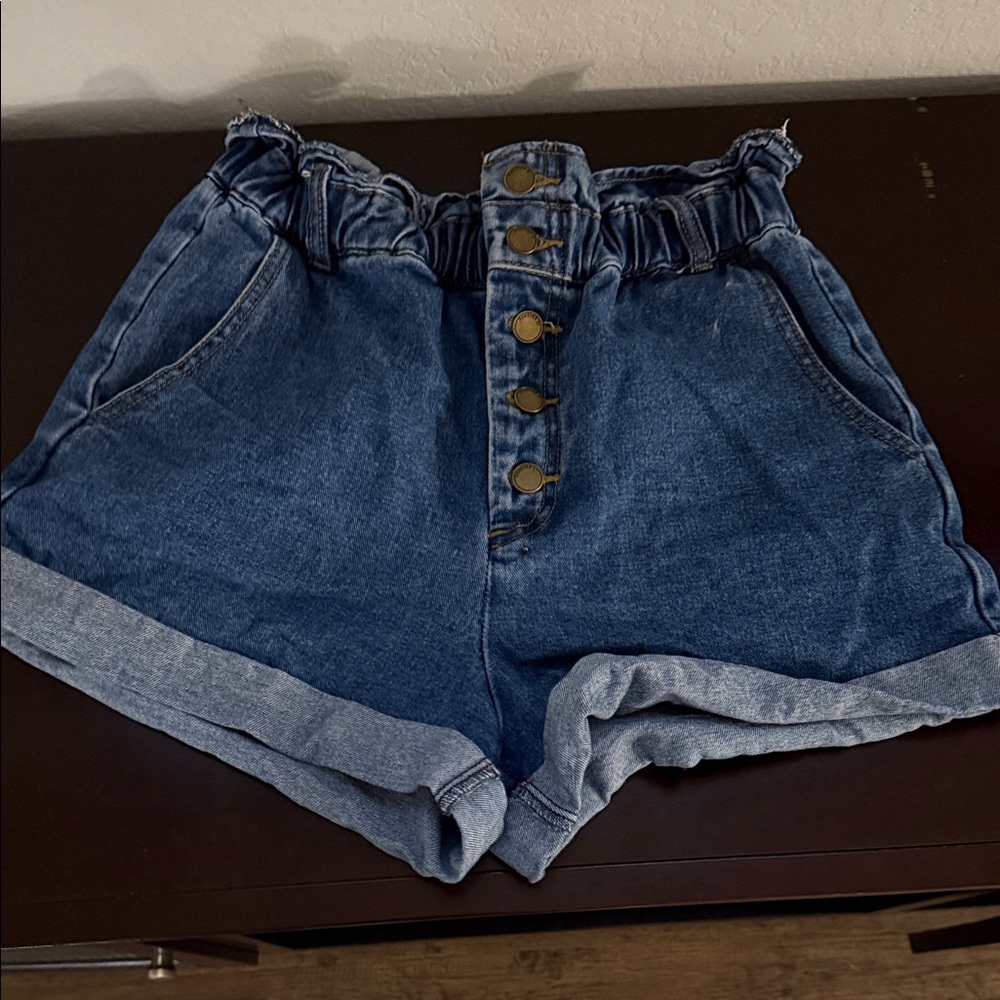 Forever 21 Blue Denim High-Waisted Shorts
